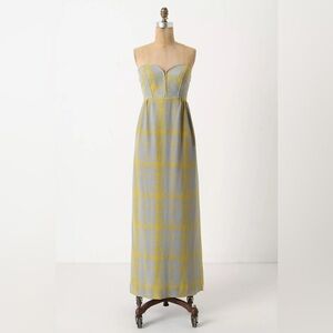 Maple by Anthropologie | EUC Quilted Pastiche Maxi Dress Silk Strapless, Size 6
